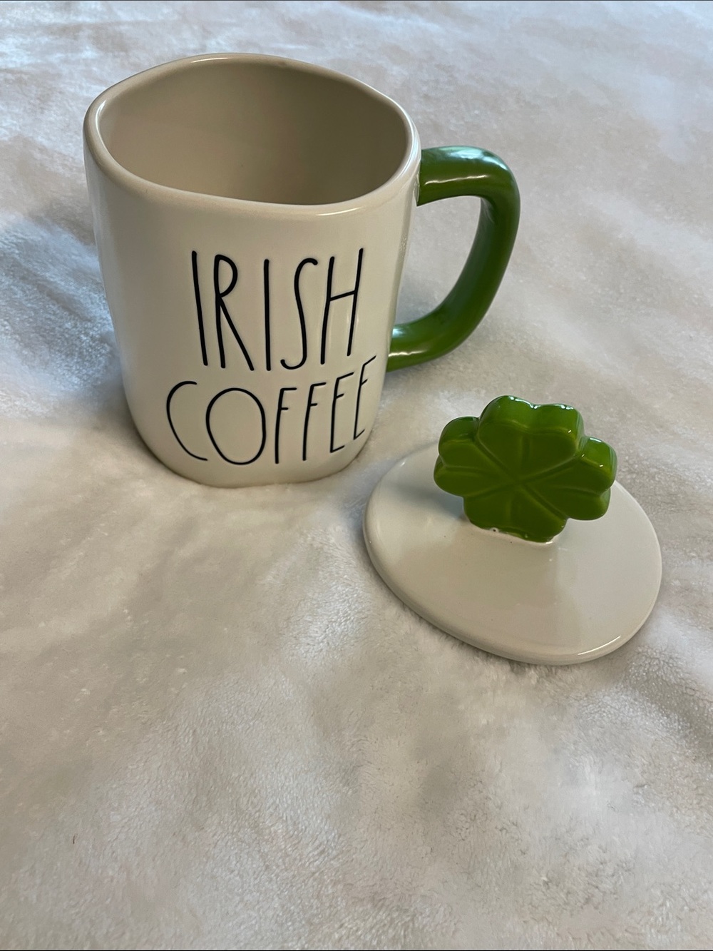Rae Dunn Mug with Shamrock Lid - Green & White - Picture 2 of 6